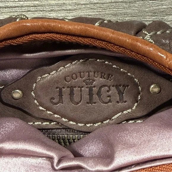 Vintage Y2K Juicy Couture 100% Cow Hide Leather Quilted Diamond Hobo Bag - Picture 8 of 11